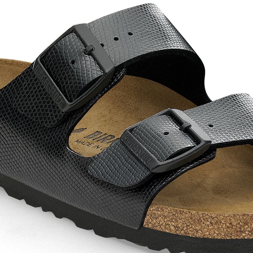 Arizona Classic Footbed: Black Embossed Lizard