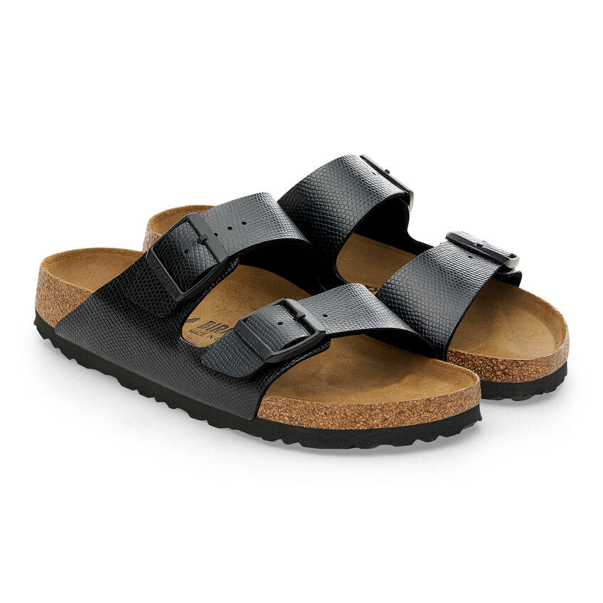 Arizona Classic Footbed: Black Embossed Lizard