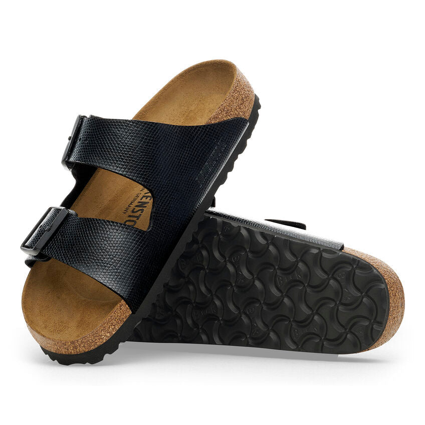 Arizona Classic Footbed: Black Embossed Lizard