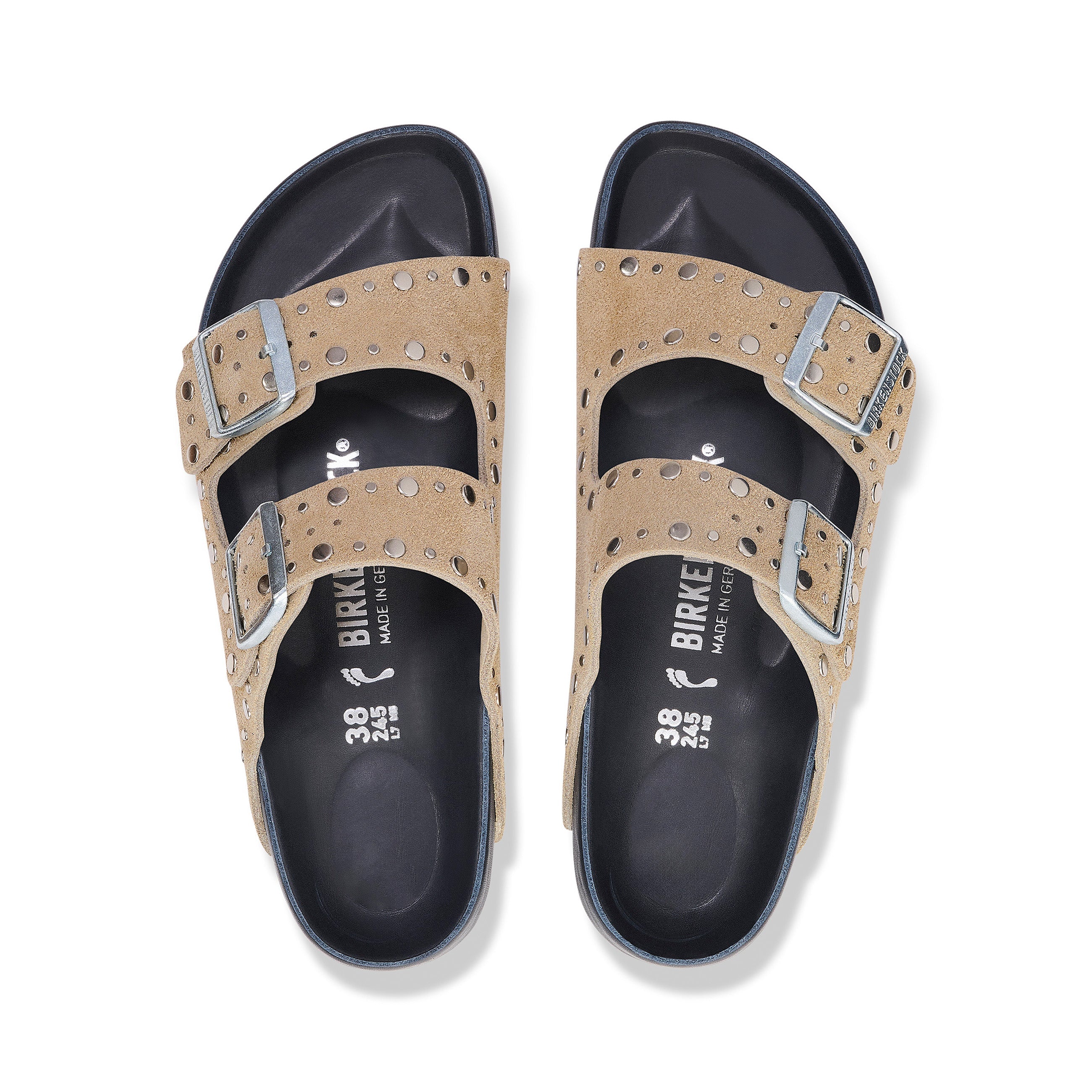 Arizona Exquisite Rivets Taupe Suede Leather