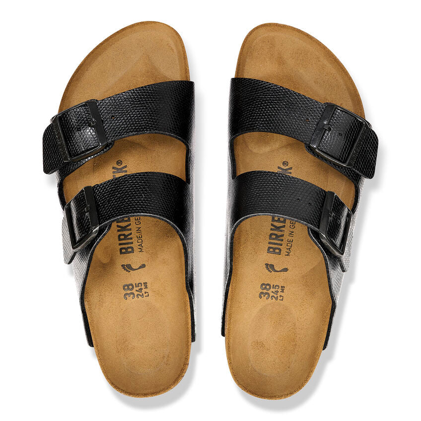 Arizona Classic Footbed: Black Embossed Lizard