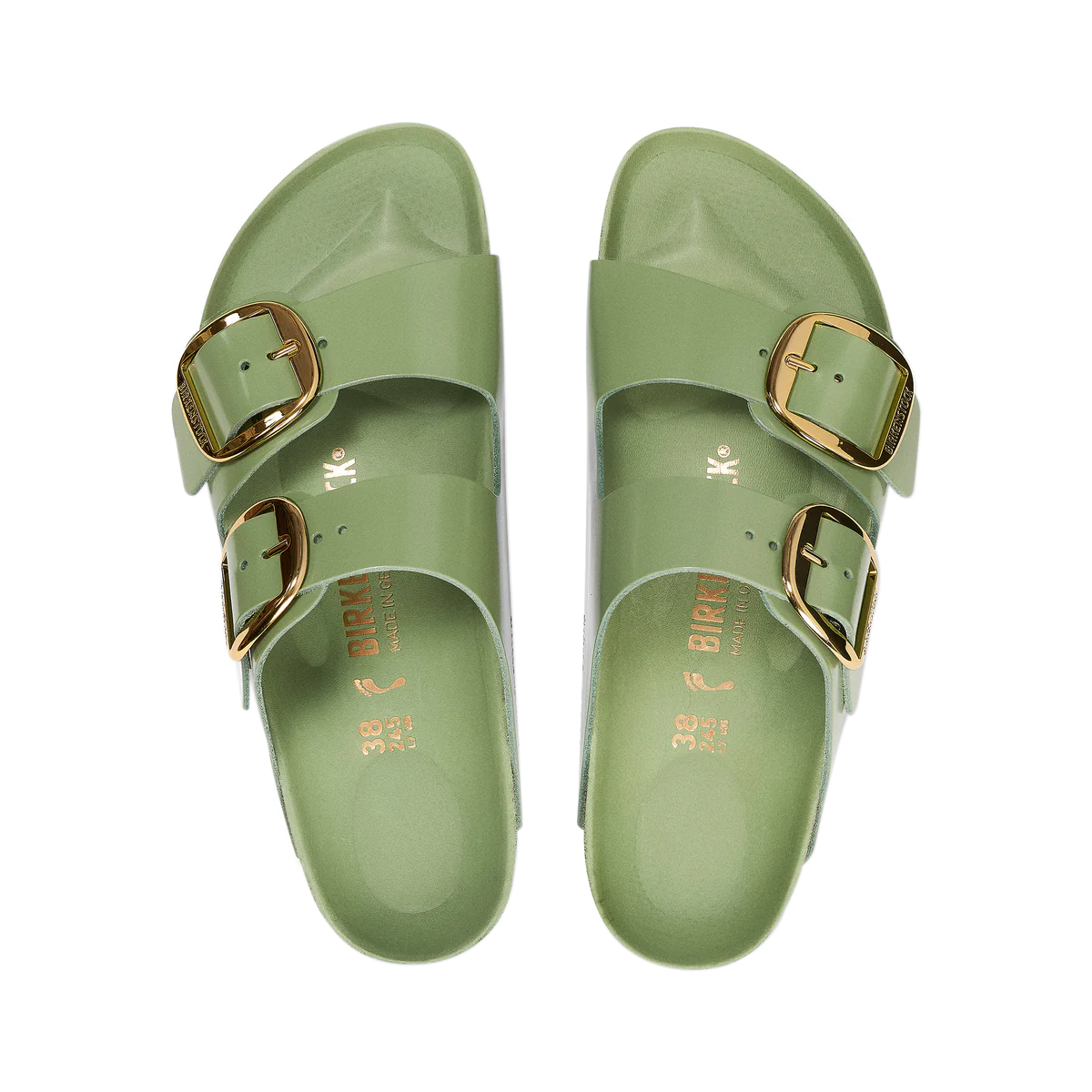 Arizona Big Buckle High Shine Green Tea Natural Leather Patent