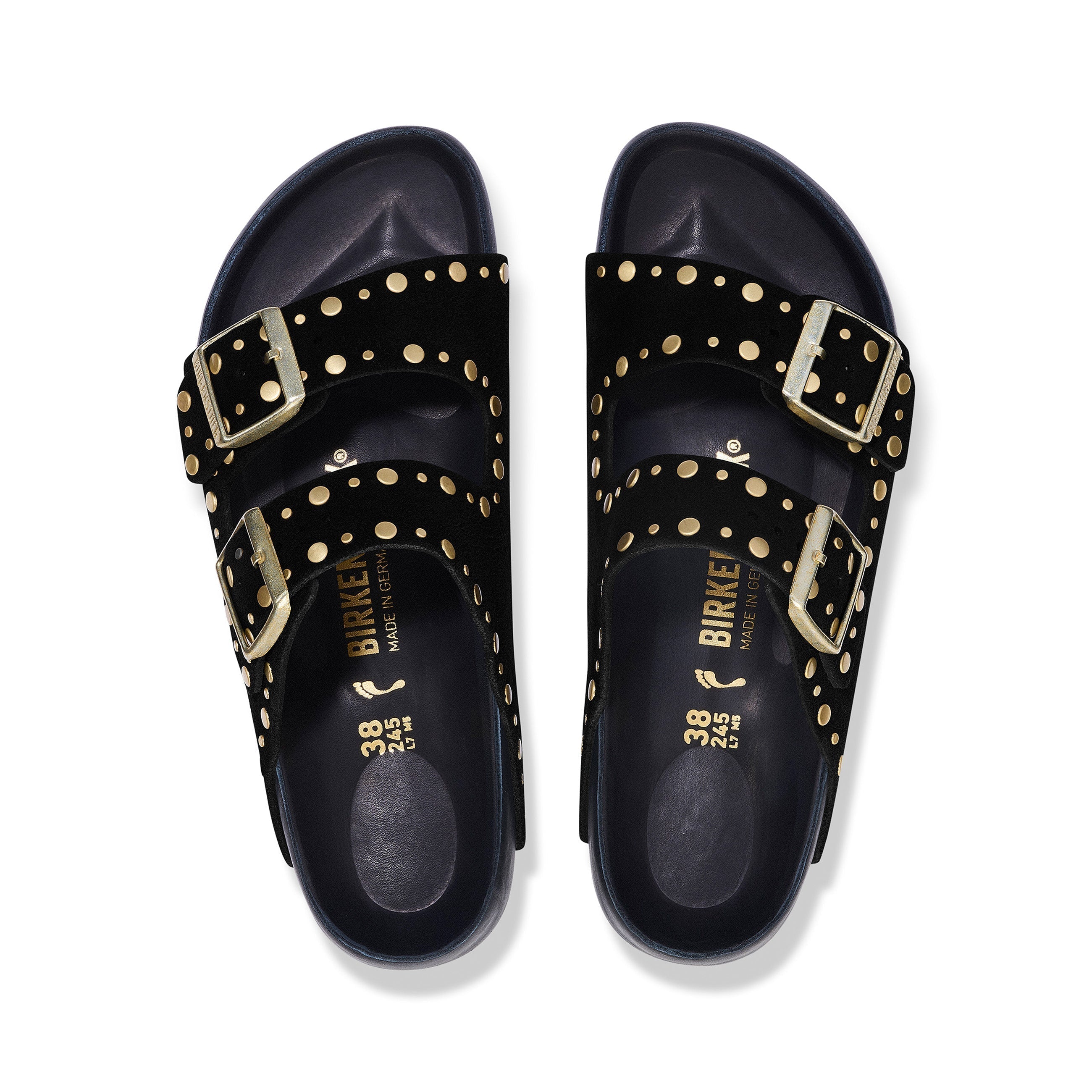 Arizona Exquisite Rivets Black Suede Leather