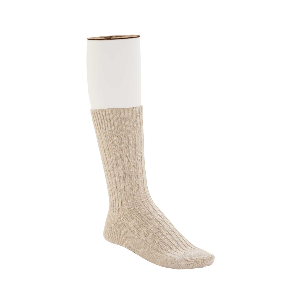 Cotton Slub Sock Beige White